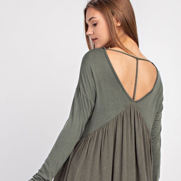 Jillian Olive T-Back Flowy Top - Picture 6 of 6